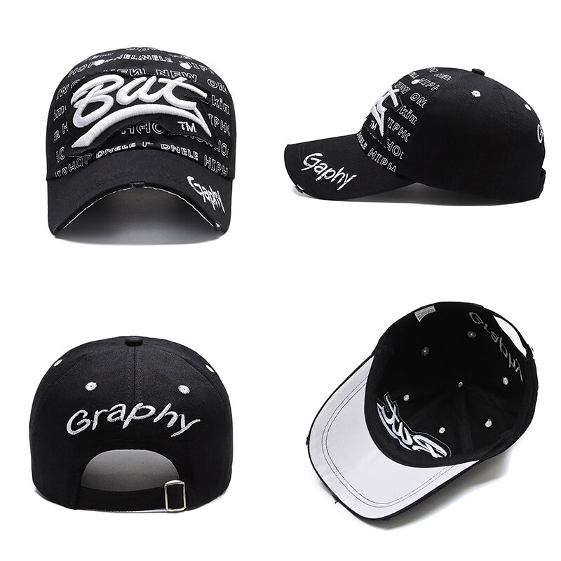 Wholesale Men Snapback Hats Baseball Cap Hats Hip Hop BAT 3D Embroidery Cap Casual Hat Women Gorras Curved Brim Hats Damage Cap
