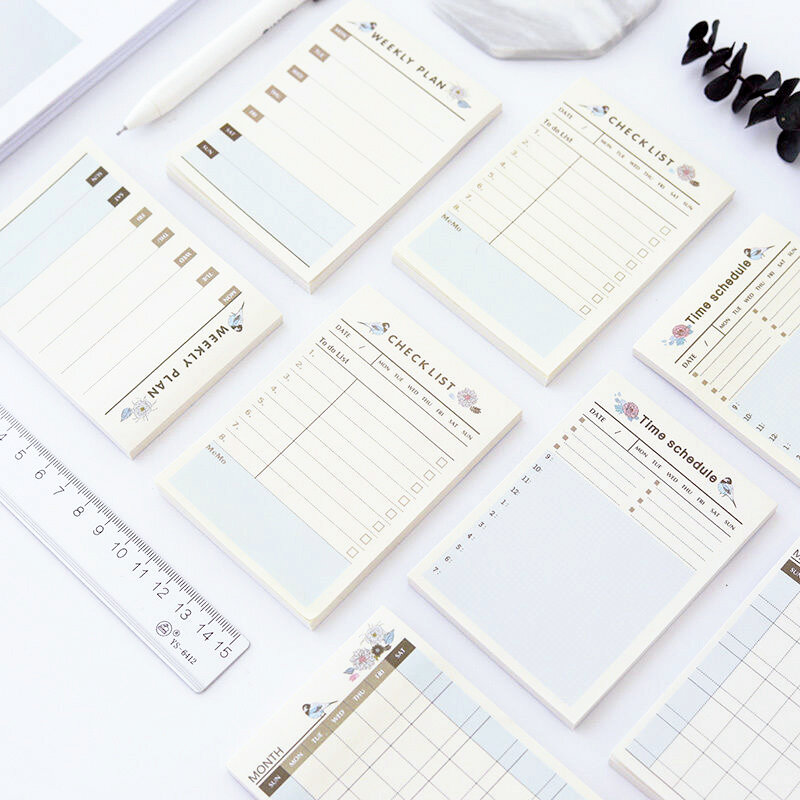 1 ~ 4 Stuks Eenvoudige Memo Pad Voor Ur Tijd Schema Checklist Wekelijkse Plannen Maandelijkse Plan Papieren Planner pasteable Handige Kleverige Memo