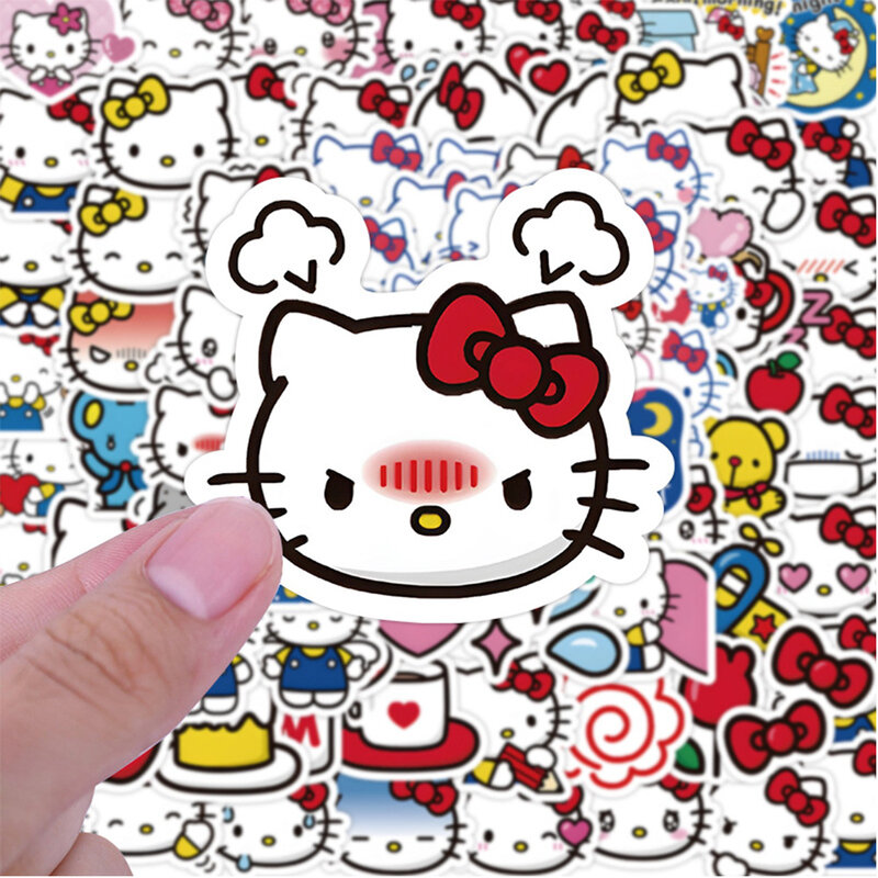 Pegatinas de dibujos animados de Hello Kitty para niñas, calcomanías de grafiti Kawaii, decoración para portátil, juguete para niños, 10/30/50/120 piezas