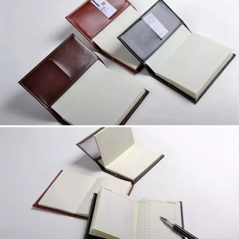 1Pc x Mini Business Notebook Mini Pocket Notebook Portable Journal Diary Book PU Leather Cover Note Pads New