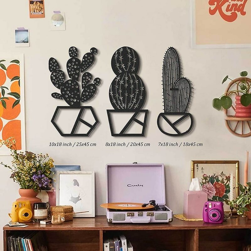 Große Größe Kaktus Dornigen Wüste Blume Metall Wand Kunst Unzerbrechlich Robust Küche Wohnzimmer Dekoration