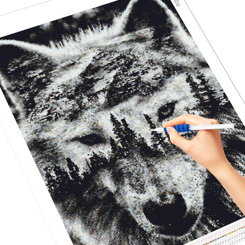 Evershine diamante bordado lobo preto branco diamante pintura animal mosaico strass imagem artesanato decoração para casa