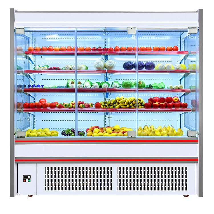 High Quality Supermarket Chest Freezer Air Cooled Chiller Display Cooler Refrigerator For Vegetable Beverages Fruit