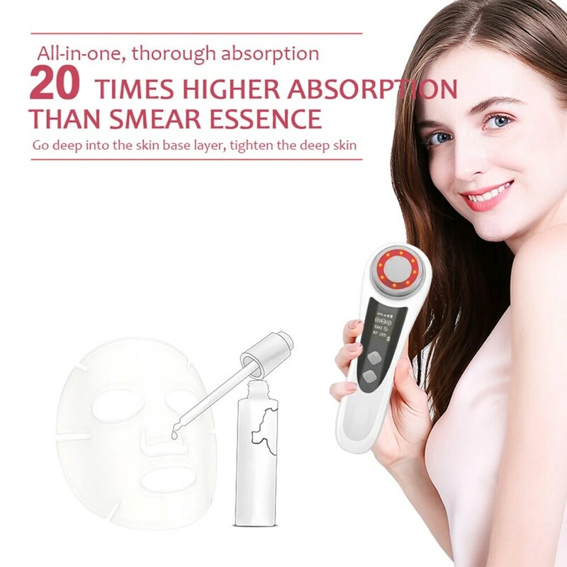 EMS Facial Massager Skin Care LED light therapy Sonic Vibration Wrinkle Removal Skin Tighteni Hot Cool Treatment RF Microcurrent