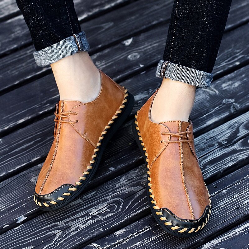 Sapatos casuais dos homens novos moda de alta qualidade couro condução sapatos clássicos confortáveis feitos à mão sapatos planos masculinos tamanho grande 47