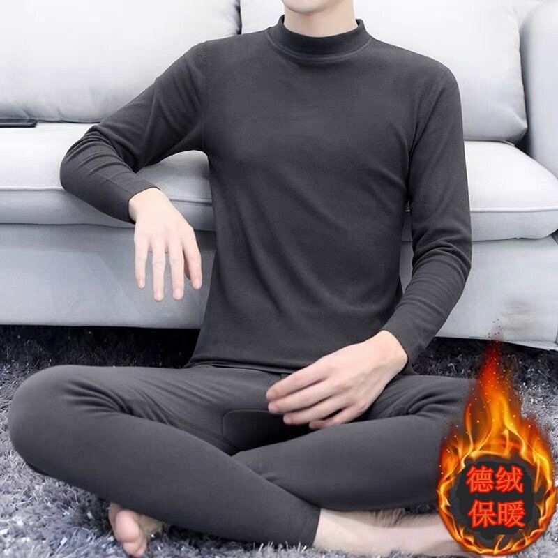 Winter Thermal Underwear Long Johns Seamless Warm Clothes Couple Pyjamas Men's Double-sided Velvet Warm Bottoming Suits femme