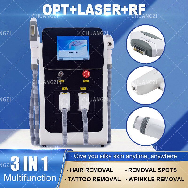 Máquina láser multifunción 3 en 1 para eliminación de tatuajes, dispositivo de depilación permanente, equipo de belleza CE, IPL, RF, Nd Yag, 2023