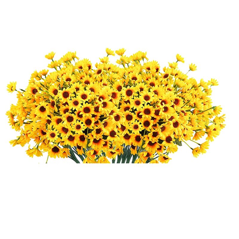 New 12PCS Silk Sunflowers Artificial Flowers Bulk, Fake Sunflowers With 22 Small Daisy Mums Flowers For Outdoors Home Office