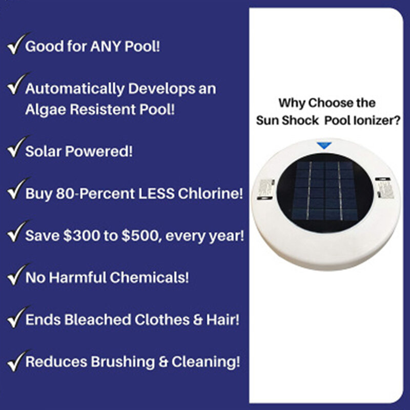 Solar Pool-Ionizer,Copper Silver Ion Swimming Pool Purifier Water Purifier,Kills-Algae Pool Ionizer for Outdoor Hot Tub