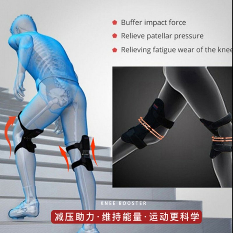 Rodilleras de apoyo para la rodilla, rodilleras de apoyo para el aumento de potencia, resorte de rebote potente, deportes de fuerza, reduce el dolor, protección para piernas frías, 1 ud.