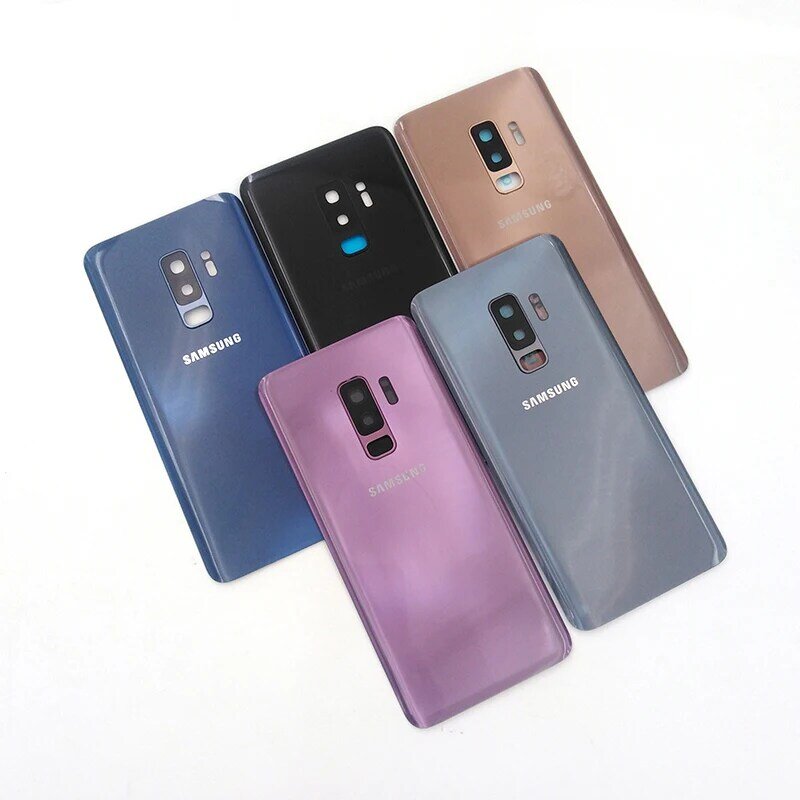 Do Samsung S9 szklana tylna pokrywa baterii obudowa tylna obudowa Panel części zamienne do Galaxy S9 Plus S9 + i obiektyw aparatu + Logo