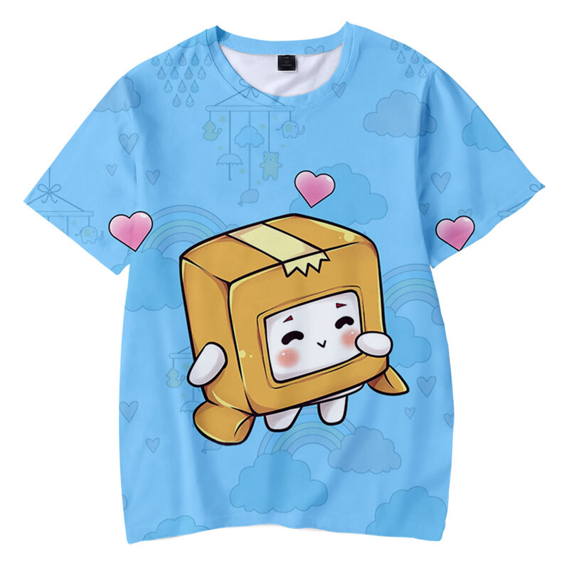 Детские футболки Lankybox с 3D принтом, модная летняя футболка с коротким рукавом для мальчиков и девочек, Лидер продаж, детская повседневная Ули...