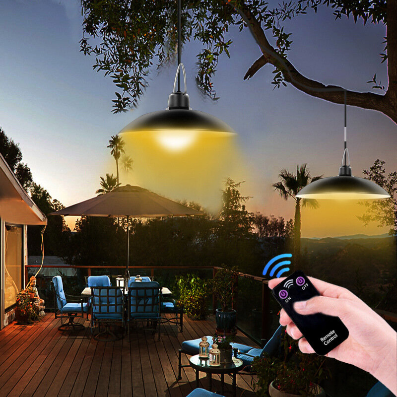 Solar Pendant Light Outdoor-Security Powered-Pendant Led światło werandy Panel słoneczny do domu ogród Yard Patio udekoruj-ciepły biały