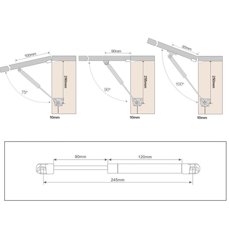 Furniture Cabinet Support Rod 80N/100N Hydraulic Pneumatic Gas Support Rod Aluminum Small Tatami Door Buffer Telescopic Rod