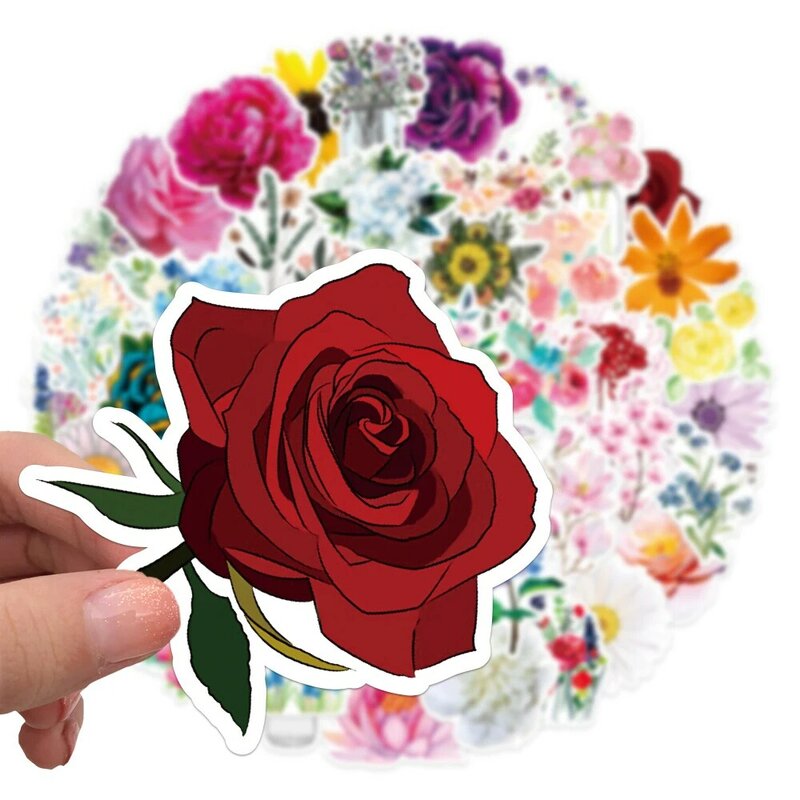 50PCS Nette Anlage Rose Blume Mix Graffiti Aufkleber Ästhetik Für Notebook Diy Laptop Koffer Cartoon Decals Kinder Spielzeug Geschenk