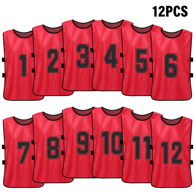 6/12 PCS ผู้ใหญ่ฟุตบอล Pinnies แห้งเร็วทีมฟุตบอลเสื้อกีฬาฟุตบอลการฝึกอบรมทีมหมายเลข Bibs ฝึกกีฬาเสื้อ...