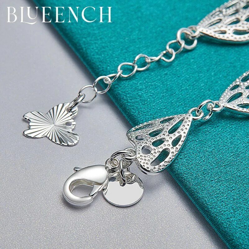 Blueench 925 prata esterlina coração a céu aberto pulseira para noivado casamento jóias moda