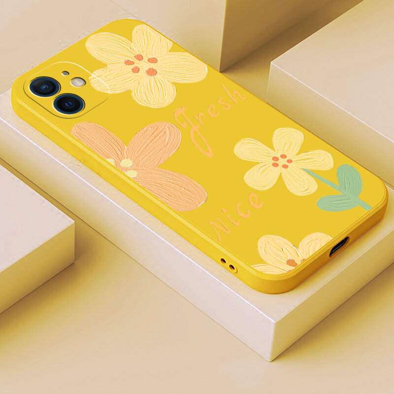 Retro Oil Painting Flower Phone Case For iPhone 11 12 Pro Max14 Pro 13 Mini X XR XS Max SE 2020 8 7 Plus 6 6S Plus 14 Plus Cover