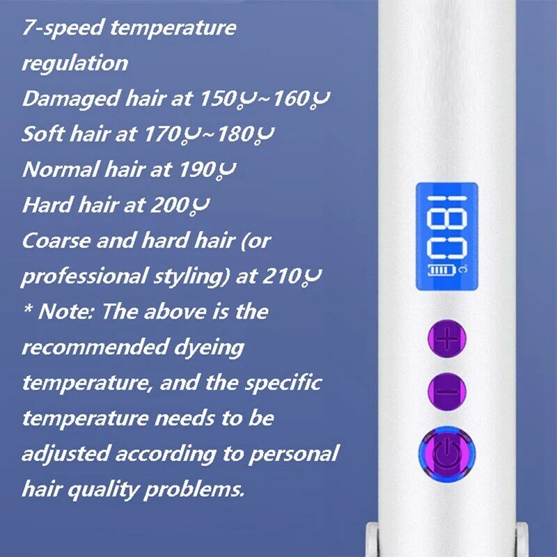 Portable USB Rechargeable Hair Straightener and Curler with Power Bank Travel Flat Hair Wand Wireless Straightening C