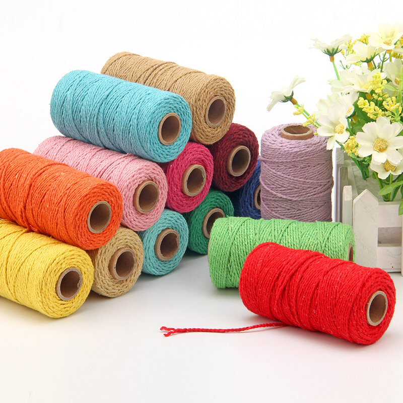 100m/Roll Macrame Cord Cotton Twine Thread String DIY Wall Hanging Basket Crafts Bohemian Wedding Party Decor Gift Wrapping Rope