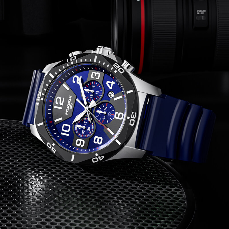 LIGE – montre chronographe de Sport pour hommes, nouveau, décontracté, bracelet en Silicone, étanche, grand cadran, horloge à Quartz avec lumineux + boîte