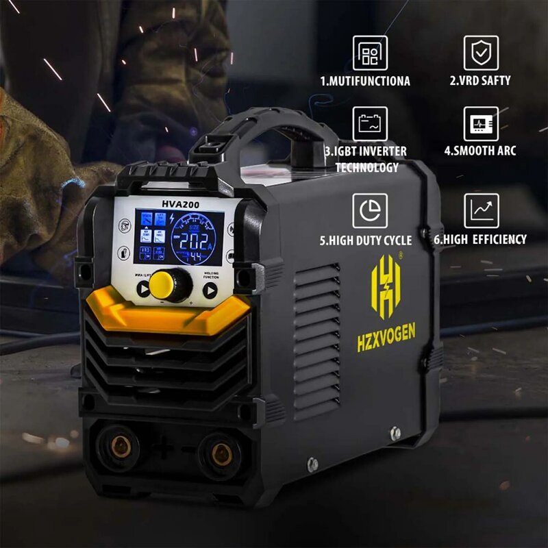 HZXVOGEN-soldador Digital de elevación HVA200 MMA, máquina de soldadura con inversor IGBT DC, arranque en caliente, antiadherente, para el hogar