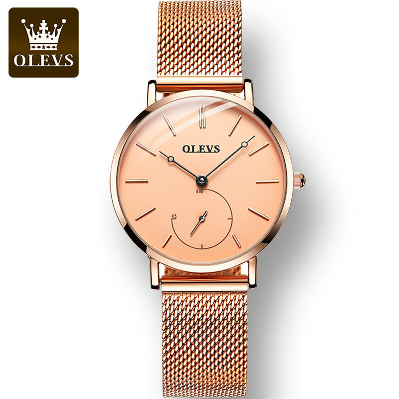 OLEVS Fashion Super-thin Trendy Luxury Watch for Women Waterproof Quartz Stainless Steel Strap Women Wristwatch
