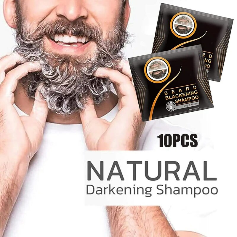 Champú de Color Natural para hombre, crema de tinte oscuro, acondicionador de reparación de barba, Color gris y blanco instantáneo