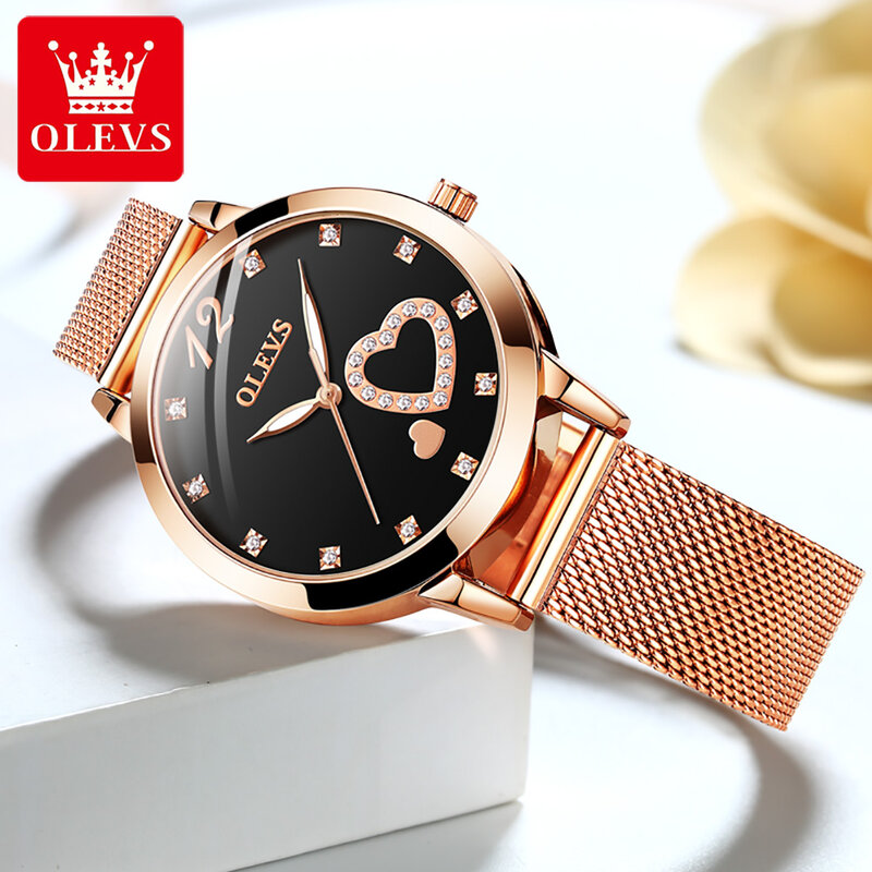 OLEVS-Reloj de pulsera de cuarzo para mujer, accesorio de acero inoxidable, resistente al agua, de alta calidad