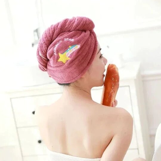 Magic Microfiber Hair Drying Towel Super Absorbent Hair Dry Wrap with Button Soft Bath Shower Cap Lady Turban Head