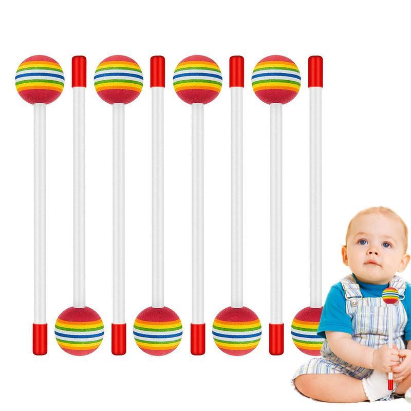 Kids Drumsticks 8pcs Foam Rainbow Lollipop Drum Mallet Toy Soft Percussion Instrument Accessories For Children Adults Early