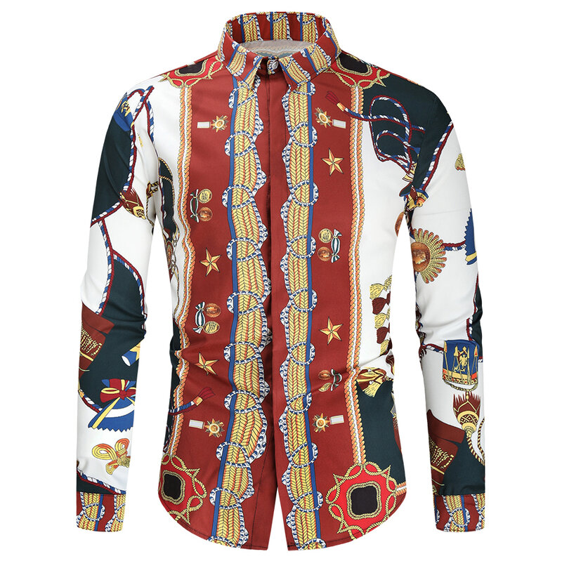 Narodowy etniczny charakterystyczny styl koszule z długim rękawem klasyczne bluzki luźne koszule męskie ubrania
