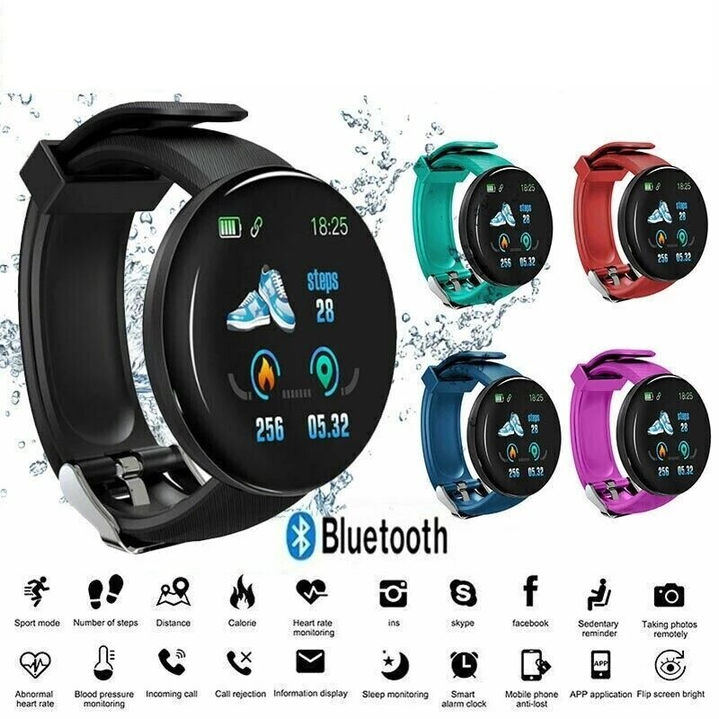 Para xiaomi huawei d18 relógio inteligente homem pressão arterial à prova dwaterproof água smartwatch feminino monitor de freqüência cardíaca fitpro rastreador relógio esporte