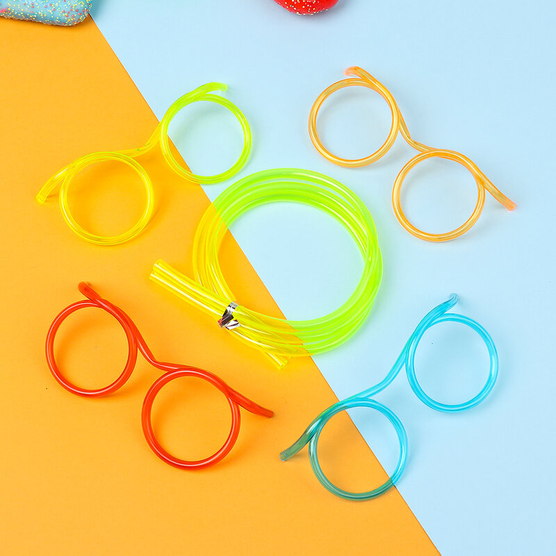 1Pc Creativity Funny Soft PVC Straw Glasses Flexible Drinking Straws Kids Party Supplies Accessories Gift For Boy Girls