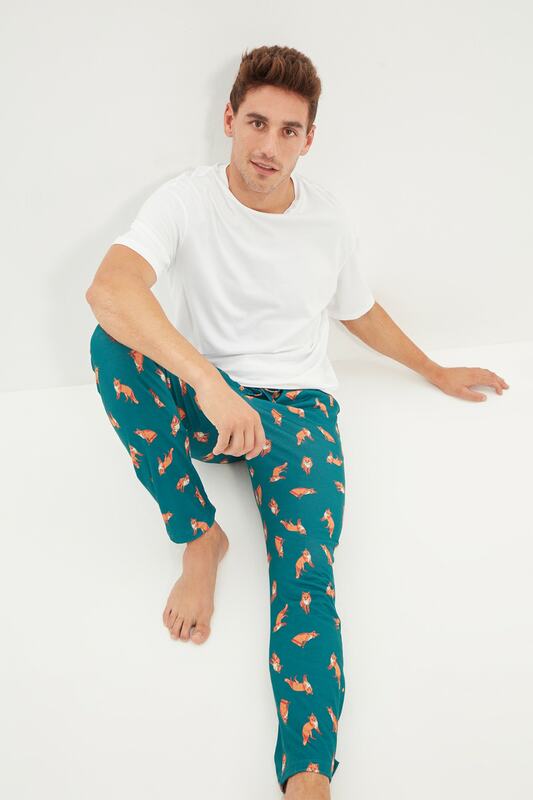 Trendyol-pantalones de pijama con estampado Regular para hombre, THMAW22PJ0004