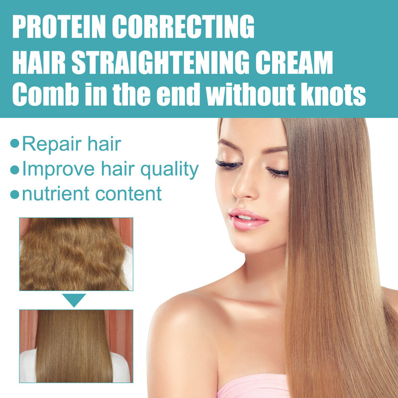 Ivila cabelo alisamento creme de correção de proteína em linha reta amaciante para alisar encaracolado cuidados com o cabelo ondulado frisado estilo do cabelo