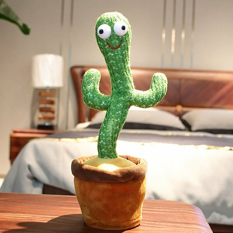 Dancing Cactus Repeat Talking Toy 120 Song Speaker Wriggle Dancing Sing Toy Talk Plushie Stuffed Toys for Baby Adult Xmas Gift
