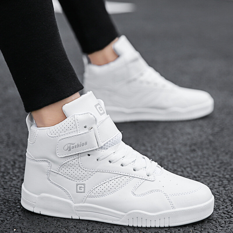 Men Plus Size High-top Sneakers Fashion Design White Casual Shoes Spring And Autumn All-match Sports Shoes Flat Male 39 to 47