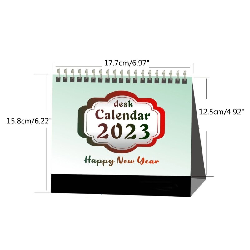 Mini calendário da aleta do suporte do calendário da mesa Jan2023-Dec2023 12 meses para a sala de escritório