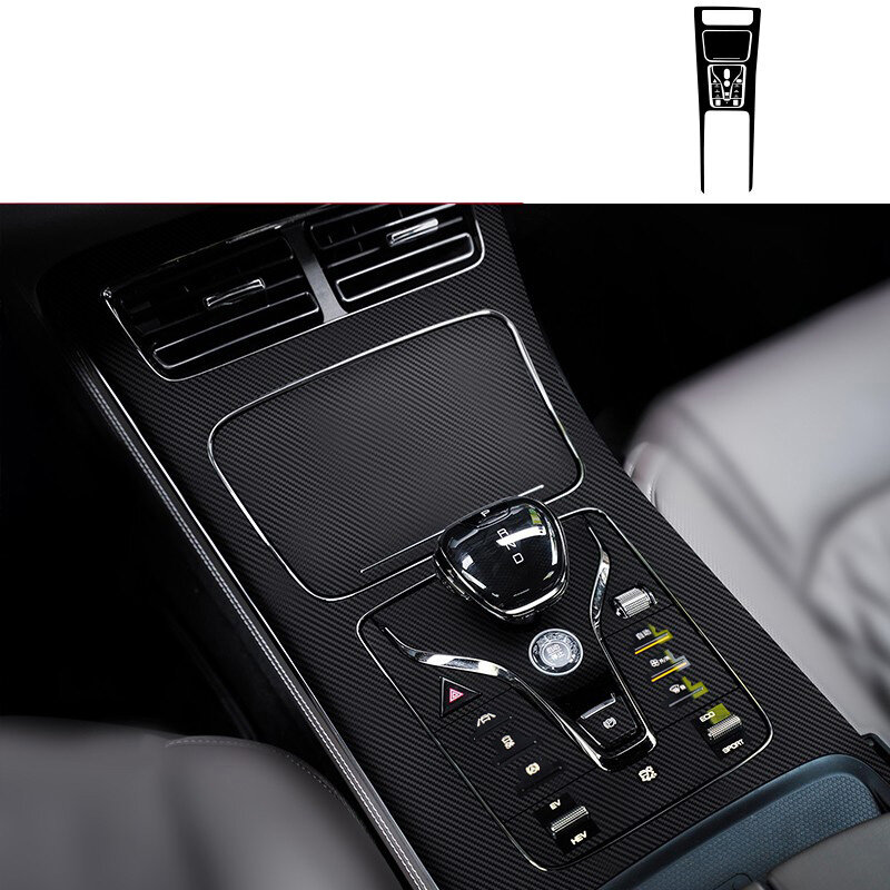 Pegatina Interior de coche de fibra de carbono para BYD Han EV DM, Panel de pilar de elevación para puerta de engranaje de tablero de consola central, ventanas antipatadas