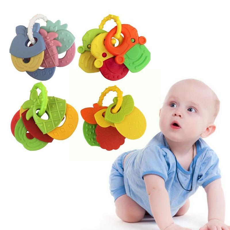 Mainan Mainan Kerincingan untuk Bayi Pendidikan Permainan Bayi Mainan Kerincingan Silikon Aman untuk Gigi Bayi Baru Lahir 0-12M T7C9