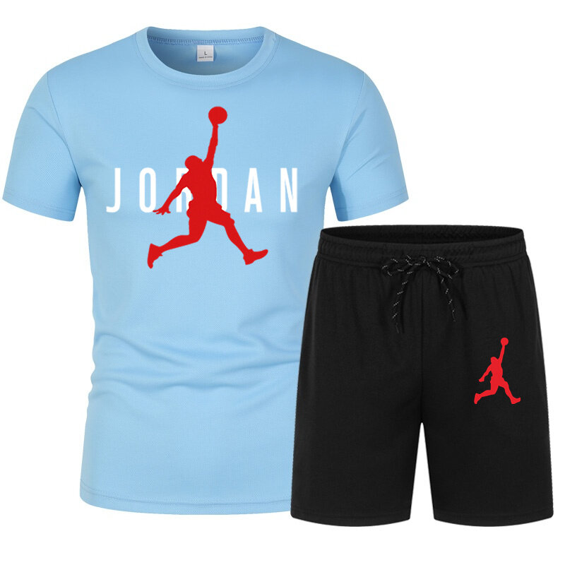 남성용 운동복 반팔 티셔츠, 농구, 레저 브랜드, 스포츠웨어, 2 피스 세트, 여름 패션