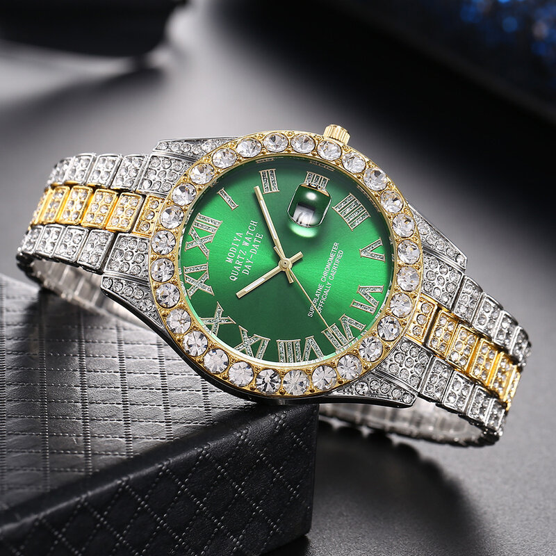 2022 reloj hombre iced para fora relógio azul para homem bling aaa zircon diamante quartzo masculino relógios hip hop prata ouro wriswtatch homem