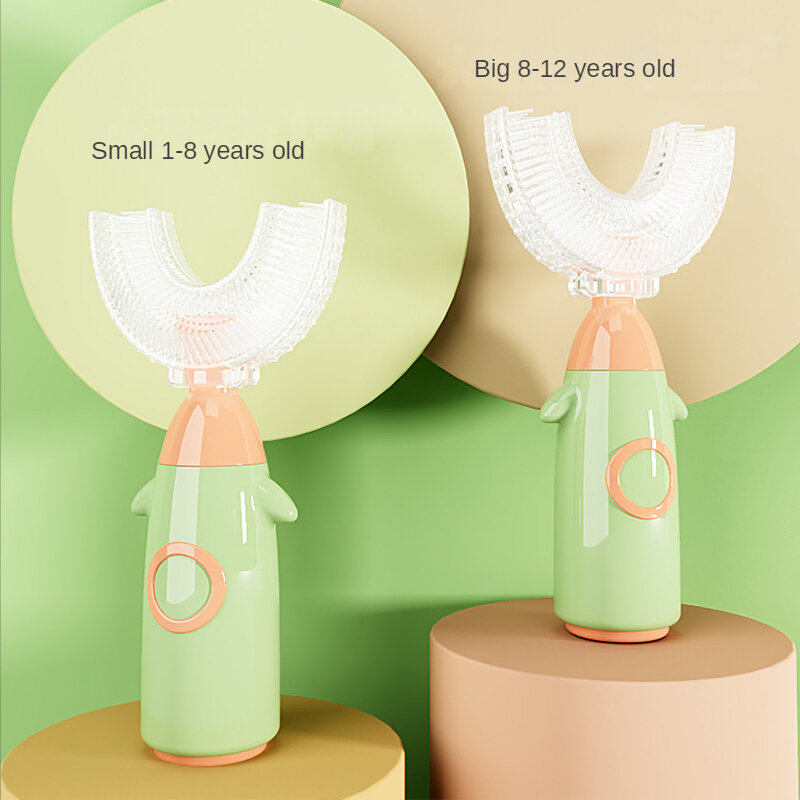 子供用のU字型シリコン歯ブラシ,柔らかい毛が付いた子供用歯ブラシ