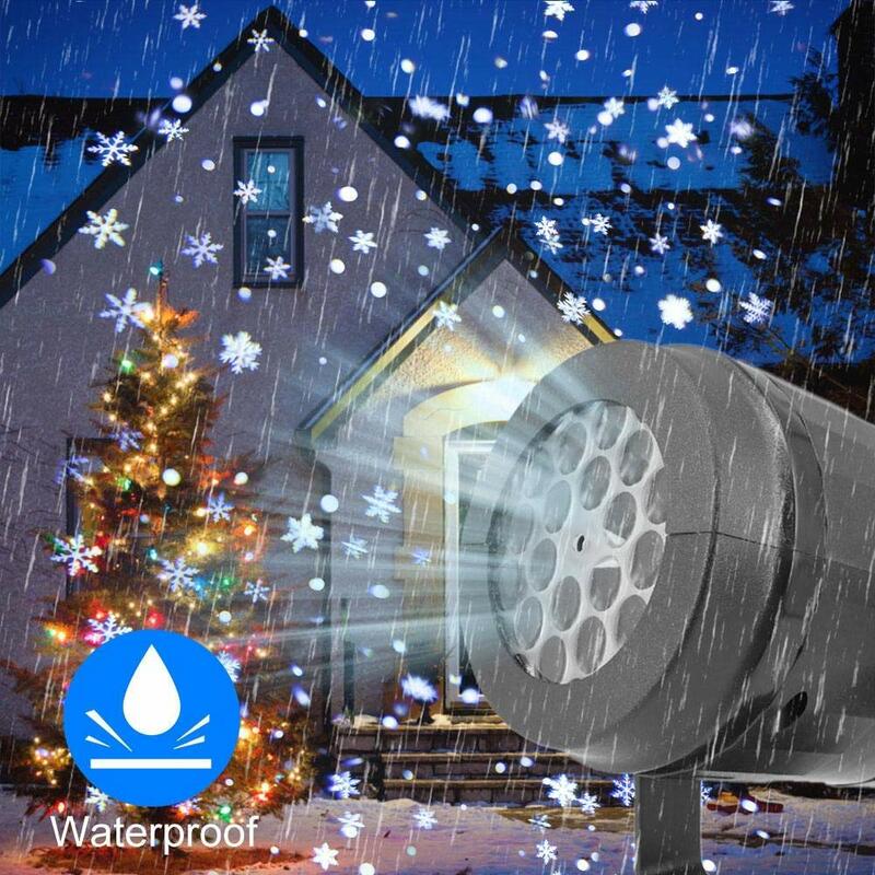 Lampu Panggung LED Cahaya Kepingan Salju LED Proyektor Badai Salju Putih Lampu Khusus Pesta Keluarga Liburan Suasana Natal