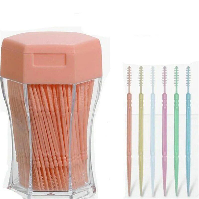 200pcs/set Soft Plastic Double-head Brushed Toothpick Oral Care 6.2 Cm Hot Sale Interdental Brush Toothbrush for Dentures