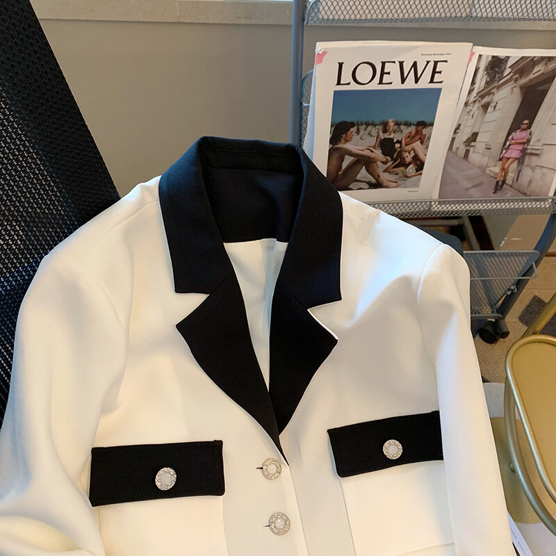 흰색 정장 재킷 여성, 새로운 한국 버전, 느슨한 온라인 연예인 캐주얼 전문 패션 작은 정장 재킷, 2022