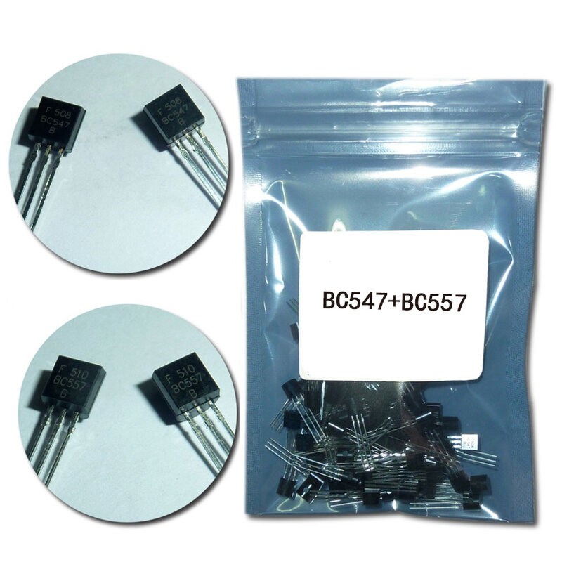 Lot de 50 transistors électroniques BC547 + BC557 NPN PNP TO-92, kit de bricolage