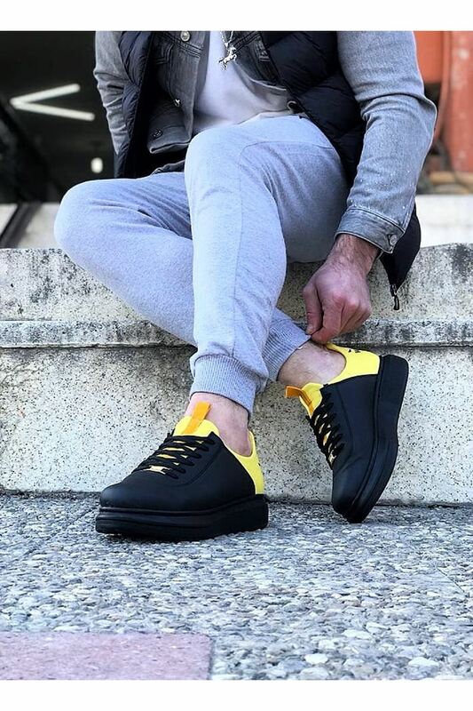 Wagoon wg030 carvão amarelo grosso sola casual sapatos masculinos