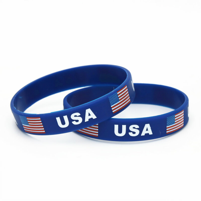 1 개 미국 미국 국기 실리콘 팔찌 블루 축구 농구 스포츠 기념품 실리콘 고무 팔찌 & 팔찌 선물 SH219